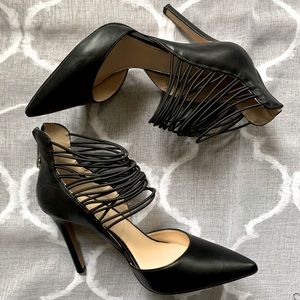 Leather caged pumps